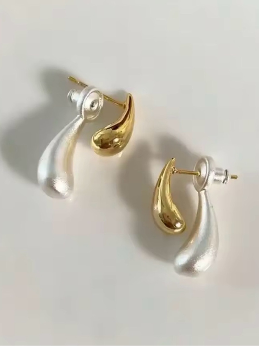 NEW Earrings Double Drop Front Back Two Tone Mixed Metals Gold Silver AP28